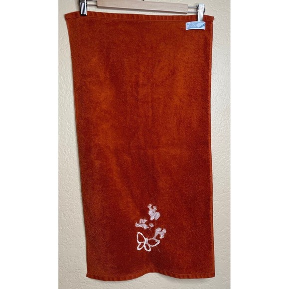 Vintage Ames Hand Towel Orange with Butterfly MCM Mid-Century Modern Retro Mod - Picture 2 of 6